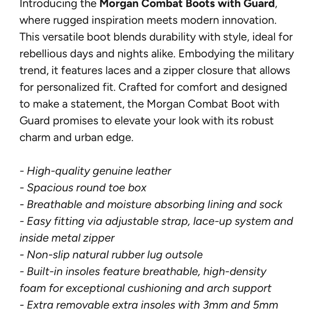 Combat Boots with Guard - Black - Picture 2 of 7